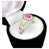 Anel De Grau Formatura Feminino Prata 950 Símbolos Ouro 18k