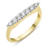 Anel De Ouro Feminino Diamante Brilhante Barra Horizontal
