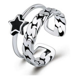 Anel De Prata 925 C Aro Ajustável 925 Feminino Combinação