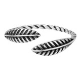 Anel De Prata 925 Feminino Folha Ajustável Envelhecido Boho