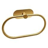 Anel De Toalha Autoadesivo Suporte De Toalha De Mão Adesivo Dourado Escovado Anel De Toalha De Mão Oval De Aço Inoxidável Sem Perfuração Moderno Cabide De Toalha De Mão Para Banheiro E Acessórios