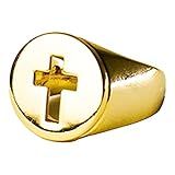 Anel Dedinho Cruz Fé Aço Inoxidável Regulável Masculino Nf Dourado