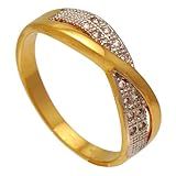 Anel Do Infinito Duas Fileiras De Zircônias Folheado Em Ouro 18K -24-