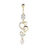 umbigo forma coracao banhado piercing corpo branco