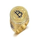 Anel Em Aço Inox Estilo Criptomoeda Cravejada 25 26