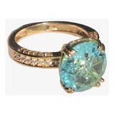 Anel Em Ouro 18 K Com Turmalina Paraíba Azul Néon Natural