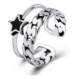 Anel Estrela Prata 925 Feminino Lindo Blackfriday Delicado