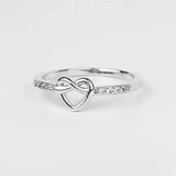 Anel Falange Prata 925 Feminino Coração Cravejado Zirconia