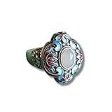 Anel Feminino Ajustável -Joy- Com Pedra Calcedônia Branca - Estilo Boho Vintage- Banhado A Prata 925- Proteção Espiritual E Clareza Mental - Acompanha Bolsa De Veludo