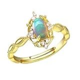 Anel Feminino Ajustável Banhado A Ouro 14k Com Pedra Da Lua Meditação E Equilíbrio De Tensão - Fancy - Bolsa De Veludo