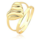 Anel Feminino Coração Folheado De Ouro 18k Semi Joia