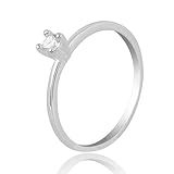 Anel Feminino Solitário Banhado Prata 925 Com Pedra 2mm 15 