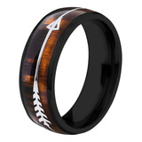 Anel Flecha Madeira 8mm Masculino E Feminino De Aço Inox