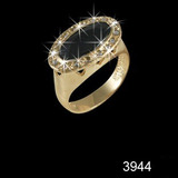 Anel Folheado Ouro 18k Cristais Swarovski Pedra Tam16e17