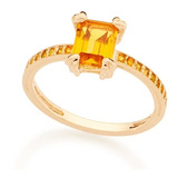 Anel Formatura Amarelo Zircônia Rommanel Banhado Ouro 18k