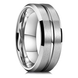 Anel Masculino Aliança Prateada Tungstênio