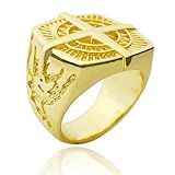 Anel Masculino De Bússola Viking Banhada A Ouro 24k Dedeira Personalizada Tamanho-18