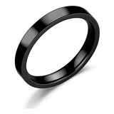 Anel Masculino Feminino Aço Titanium Nobre Preto Liso Fino