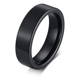 Anel Masculino Feminino Aço Titanium Preto Inoxidável 6mm