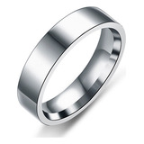 Anel Masculino Feminino Liso Reto Aço Inox Prata 6mm