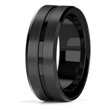 Anel Masculino Preto 8mm Em Aço Inoxidável Qualidade Nível A