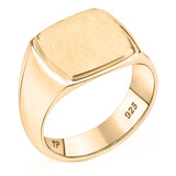 Anel Masculino Sólido Largo Em Prata 925 Dourada Ouro 18k