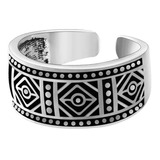 Anel Masculino Tribal Viking Ajustável Aço Prata Geométrico