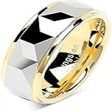 Anel Masculino Tungstênio Ouro Namoro Compromisso Fio Ouro 8MM -16-