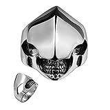Anel Masculino Unissex De Aço Inoxidável Escudo Alienígena Dentes Prata L69- Aço Inoxidável- Prata