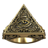 Anel Ouro 18k Olho Da Providência Illuminati Maçonico