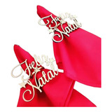 Anel Porta Guardanapos Feliz Natal Mdf Dourado 8 Peças