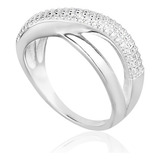 Anel Prata 925 3 Elos Entrelaçados Zircônias Luxo Feminino