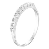 Anel Prata 925 Meia Aliança Aparador Cravejado Zircônia 2mm