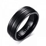 Anel Preto Masculino Feminino De Titânio 6mm -25-
