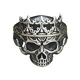 Anel Rei Caveira Masculino Prateado De Aço Inox 316L Rock Punk 24 
