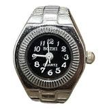 Anel Relógio Ajustável Elástico Aço Inox Quartzo Prata