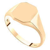 Anel Sólido Masculino Quadrado Prata 925 Dourada Ouro 18k