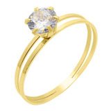 Anel Solitário Em Ouro 18k Feminino Noivado Promoção