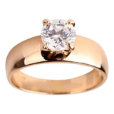 Anel Solitário Feminino Noivado Compromisso Banhado Ouro 18k