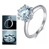 Anel Solitário Feminino Prata Pura 925 Banho Ouro Branco 18k