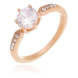 Anel Solitário Feminino Princesa Zirconia Banhado Ouro 18k