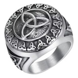 Anel Triquetra Nó Celta Triskle Triplo Circulo Aço 316l M 1