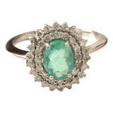 Anel Turmalina Paraiba Natural Diamantes Ouro 18k Branco