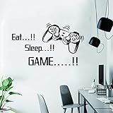 ANFRJJI Decalque De Parede Gamepad And Eat Sleep Game Adesivo De Videogame Decoração De Parede De PVC Removível Para Quarto De Crianças E Salão De Jogos Efeito De Decoração De Parede De Jogador