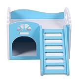 Animal De Estimação Hamster Rato Cobaia Castelo Pequeno Animal Casa Dormir Ninho Brinquedo De Exercício 2 Camadas Com Design De Escada Azul