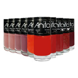 Anita Sedução Kit Com 10 Esmaltes Tons Vermelho E Nude
