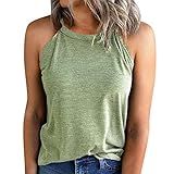 Aniywn Blusa Feminina Frente única Casual Básica Cor Lisa Verão Sem Mangas Folgada Costas Nadadoras Ioga Blusa Verde M