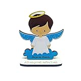 Anjo De Madeira Mdf Batizado Anjinho Azul Para Meninos Lembrança Lembrancinha 13cm