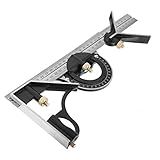 ANKROYU Régua Angular Quadrado Angular Transferidor De Aço Inoxidável Combinação De Transferidor Multifuncional Régua Angular Quadrada Para Engenheiros Carpinteiros 300 Mm