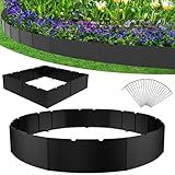 ANTEQI Borda De Paisagem 20 Pés Com Pontas- Kit Jardim Sem Escavação Peças- Plástico Flexível Preta 6 Polegadas Altura Para Canteiros Flores- Gramado- Quintal E Caminhos